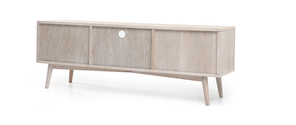Mueble TV escandinavo roble blanco y gris mate NARVIK, ficha técnica Mueble TV escandinavo roble blanco y gris mate NARVIK, ficha técnica