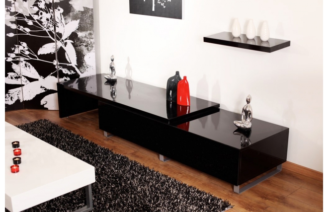 Mueble TV lacado negro extensible NEW YORK