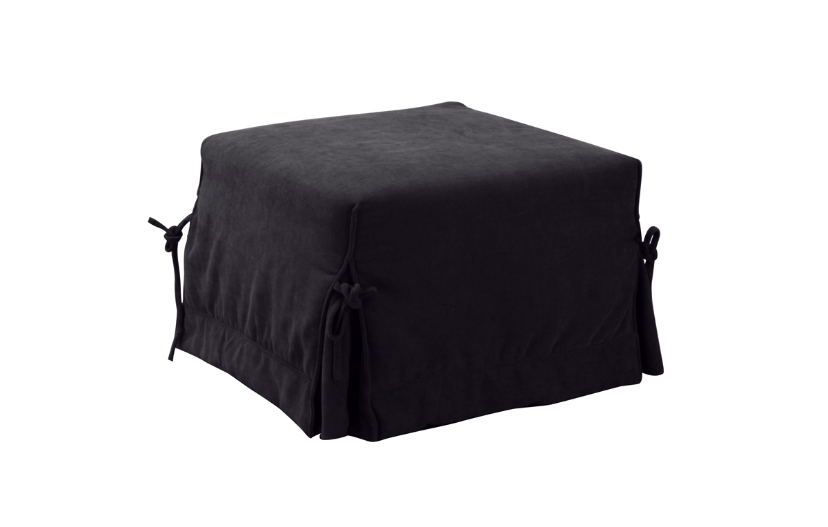 Puf-cama DIEGO de microfibra de color negro