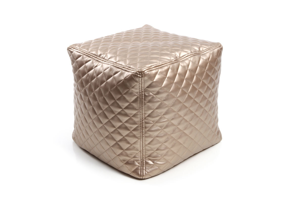 Puf de dise&ntilde;o cuadrado dorado CUBAG TREND