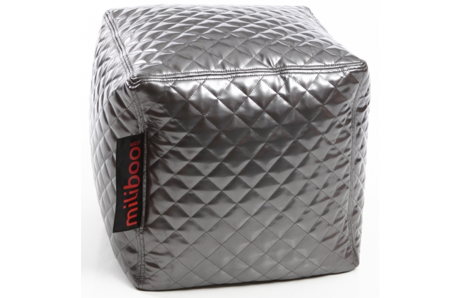 Puf de dise&ntilde;o cuadrado plateado CUBAG TREND