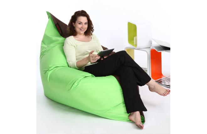 Puf gigante de dise&ntilde;o marr&oacute;n y verde anis BIG MILIBAG
