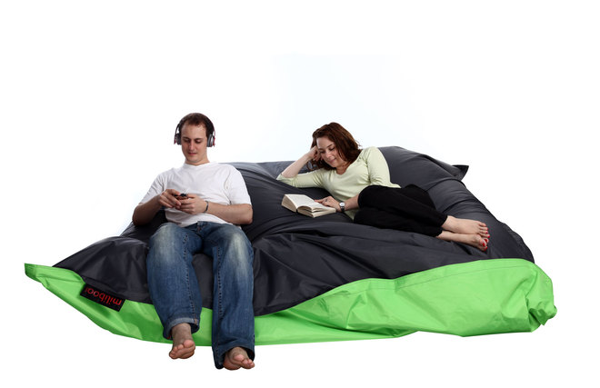 Puf gigante de dise&ntilde;o verde y gris FAMILY MILIBAG