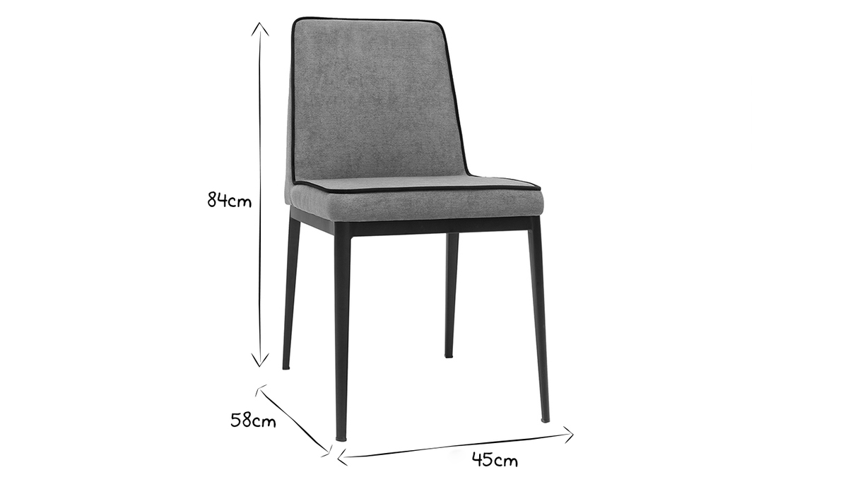Set de 2 sillas de diseo tejido efecto aterciopelado texturizado gris LONDON