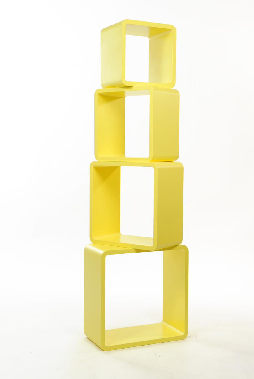 Set de 4 estanter&iacute;as cuadradas POP color amarillo