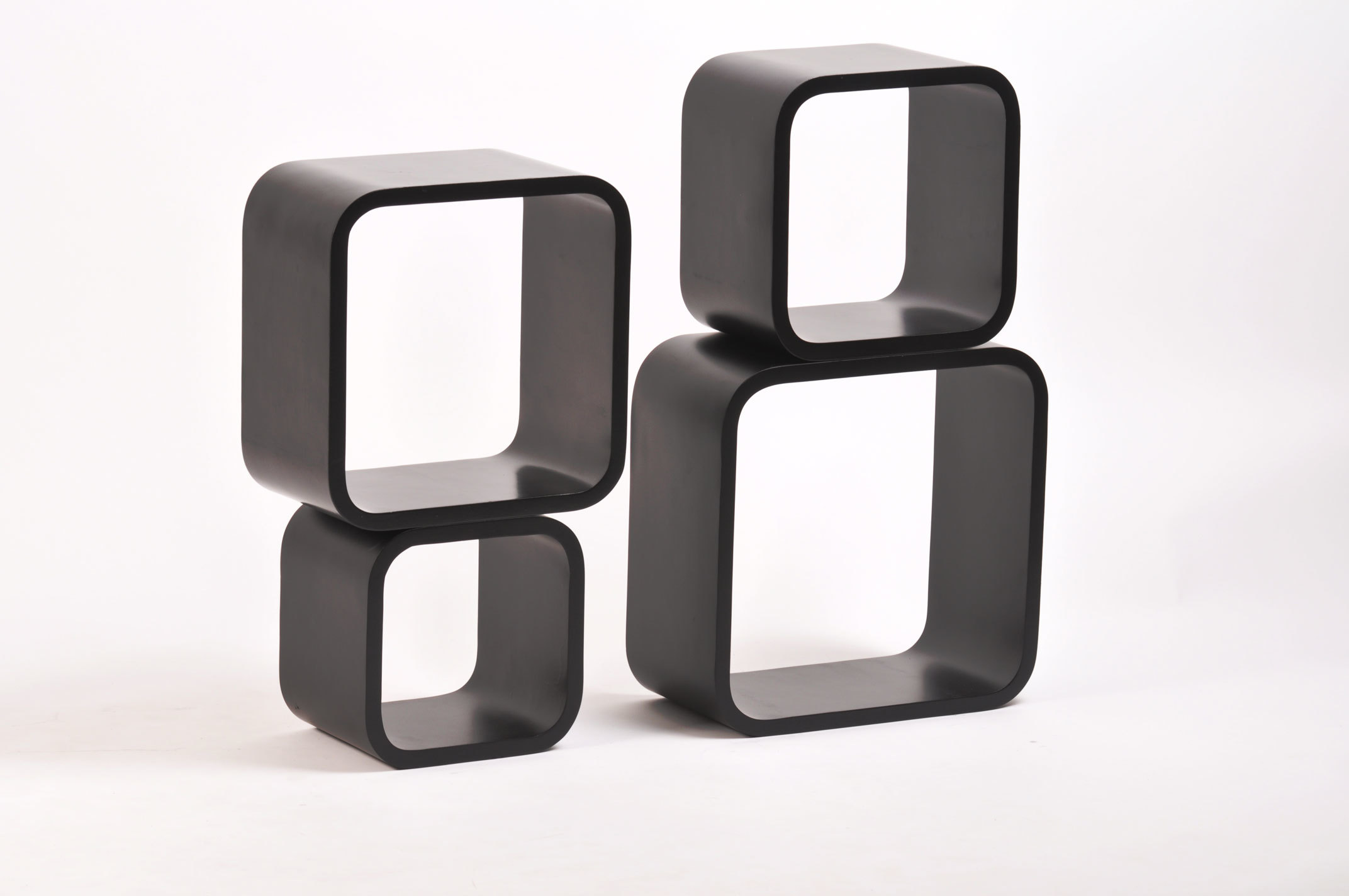 Set de 4 estanter&iacute;as cuadradas POP color negro