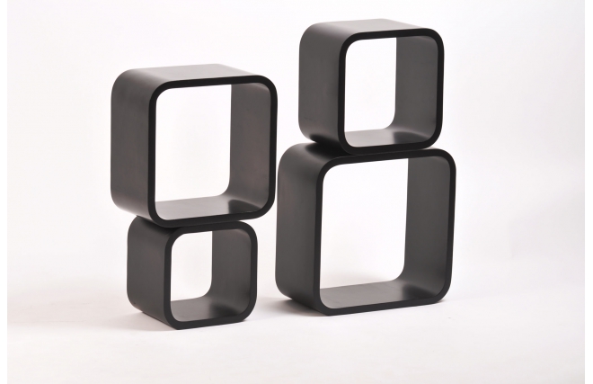 Set de 4 estanter&iacute;as cuadradas POP color negro
