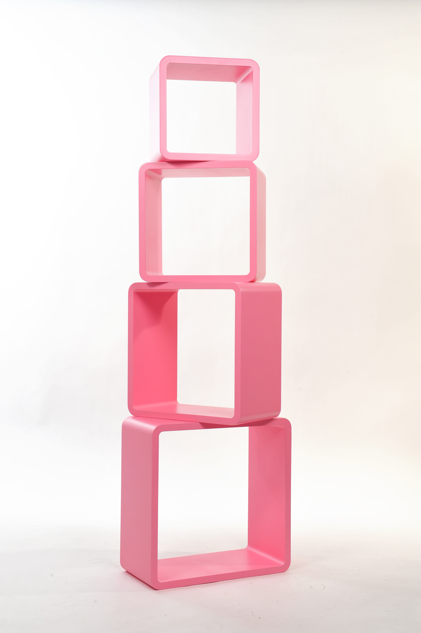 Set de 4 estanter&iacute;as cuadradas POP color rosa