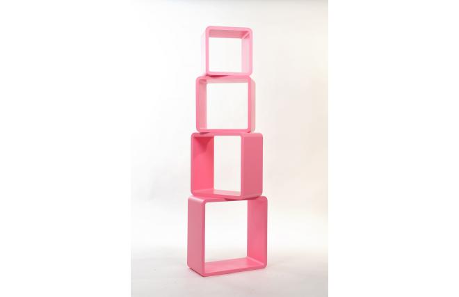 Set de 4 estanterías cuadradas POP color rosa - Zoom Set de 4 estanterías cuadradas POP color rosa