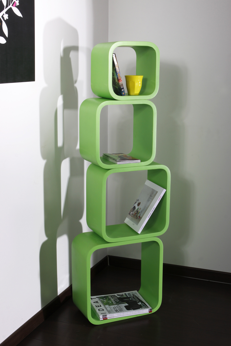 Set de 4 estanter&iacute;as cuadradas POP color verde