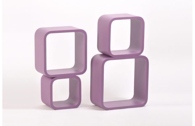Set de 4 estanter&iacute;as cuadradas POP color violeta