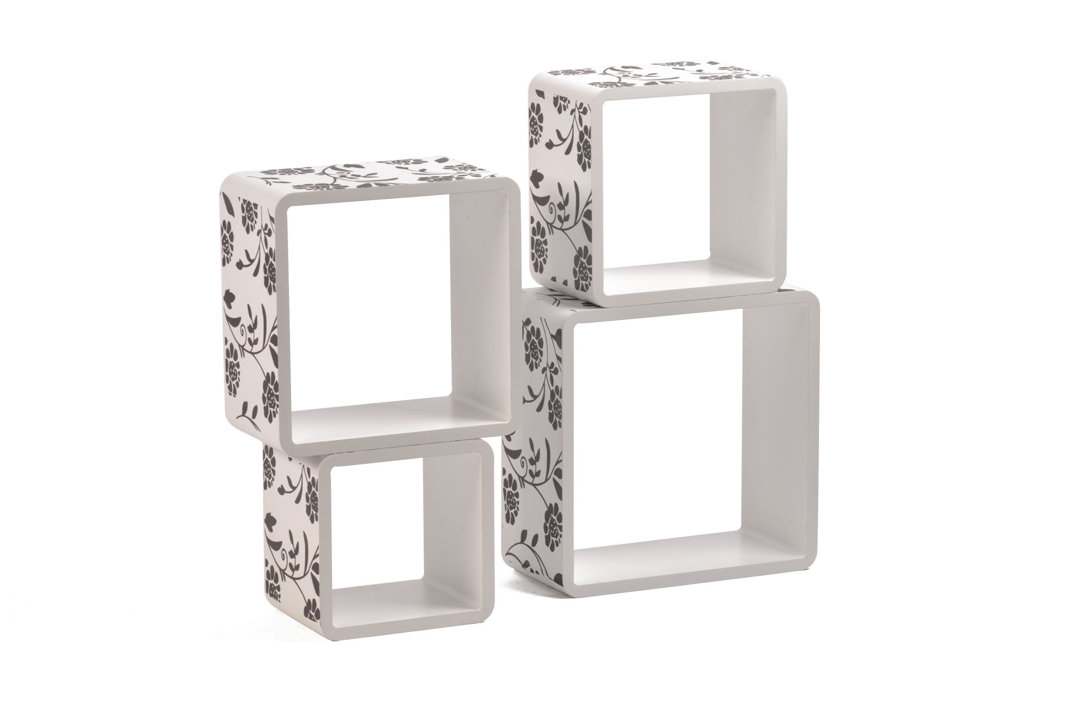 Set de 4 estanter&iacute;as cuadradas POP impresas color blanco