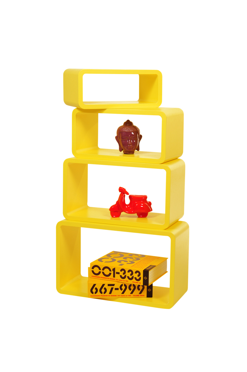 Set de 4 estanter&iacute;as POP rectangular color amarillo