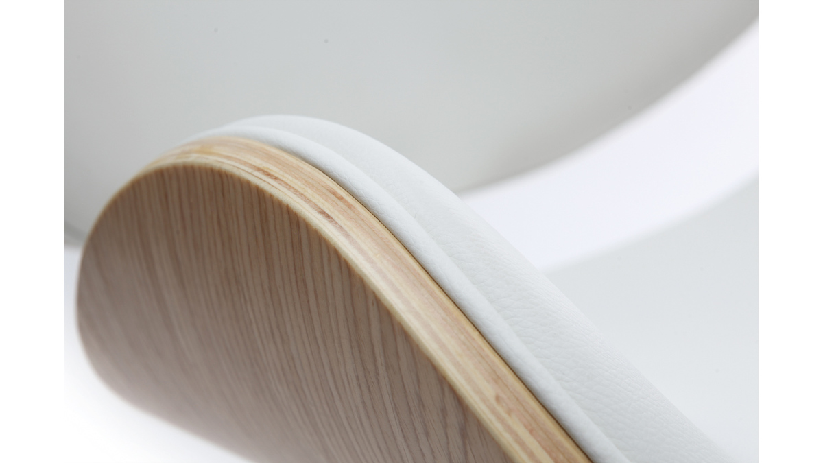 Silla de escritorio diseo PU blanco y madera clara WALNUT