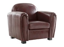 Sill&oacute;n club color marr&oacute;n claro y de cuero de vacuno