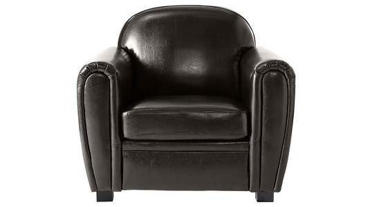Sill&oacute;n club color marr&oacute;n y de cuero de b&uacute;falo image 1