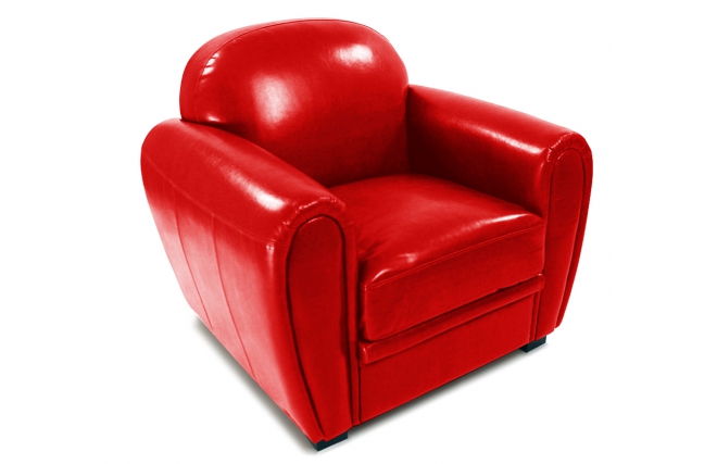 Sill&oacute;n CLUB color rojo de cuero de b&uacute;falo