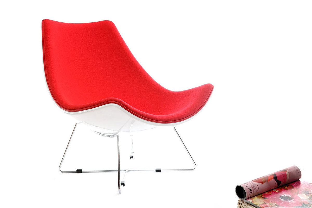 Sill&oacute;n de dise&ntilde;o blanco y rojo HELIO
