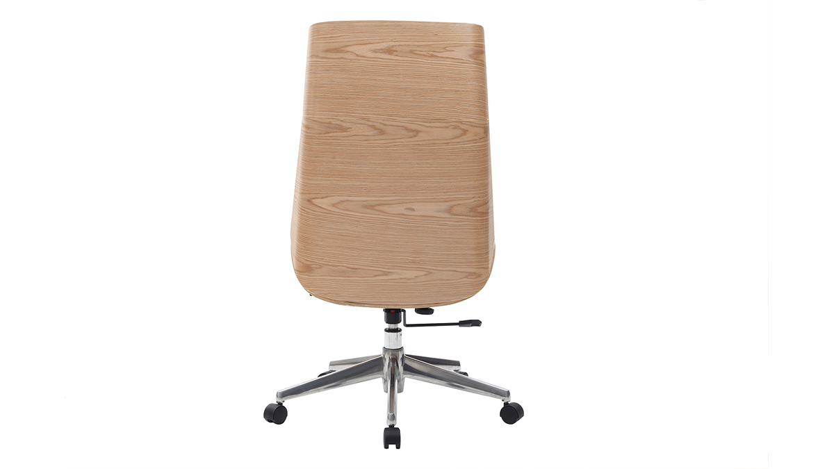 Silln de escritorio moderno madera clara y blanca CURVED