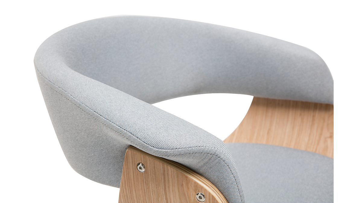Silln de escritorio moderno tejido gris y madera clara OKTAV