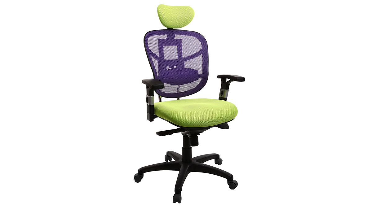 Silln de oficina ergonomico verde anis y violeta UP TO YOU