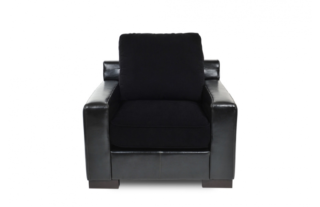 Sillon de sal&oacute;n de cuero y tela LUCAS