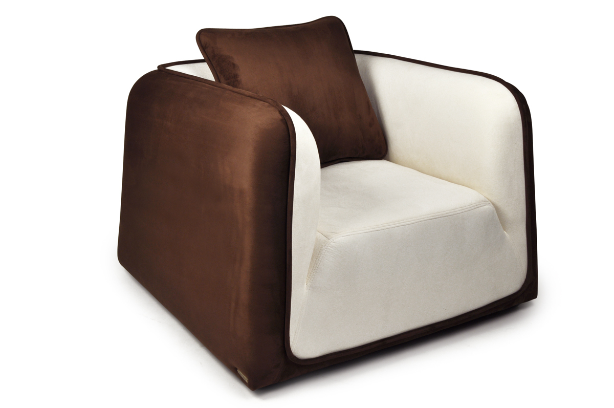 Sill&oacute;n ITALIA de color blanco y chocolate