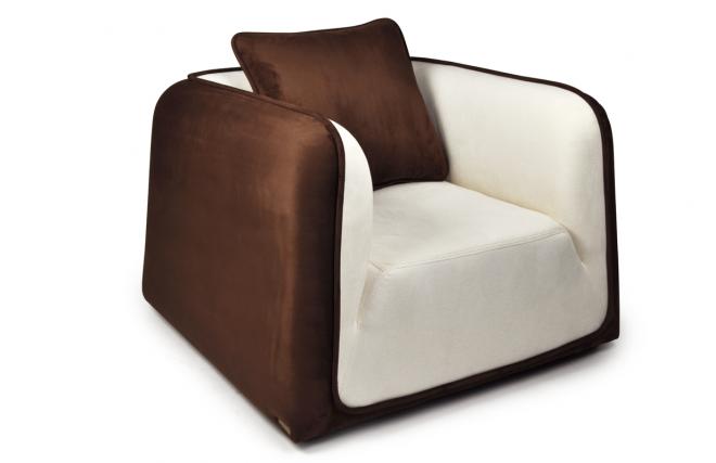 Sill&oacute;n ITALIA de color blanco y chocolate