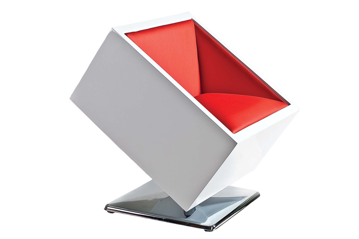 Sill&oacute;n / Silla de dise&ntilde;o blanca y roja SQUARE BOX 
