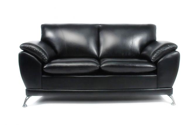 Sofa 2 plazas NUEVA YORK de color negro y de cuero de b&uacute;falo
