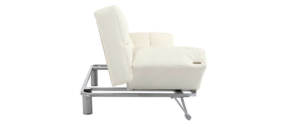 sofa-cama 3 plazas MANHATTAN color blanco y de cuero