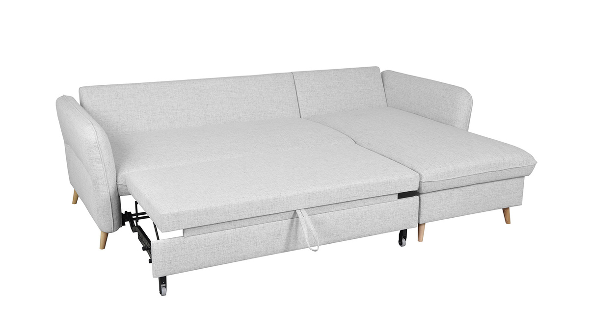 Sof cama con chaise longue a la derecha y canap gris claro - DRISS