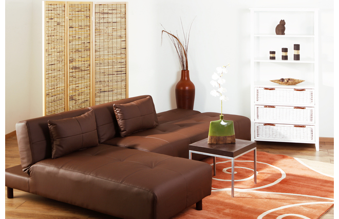 Sof&aacute;-cama  rinconero HOUSTON caf&eacute; de poliuretano