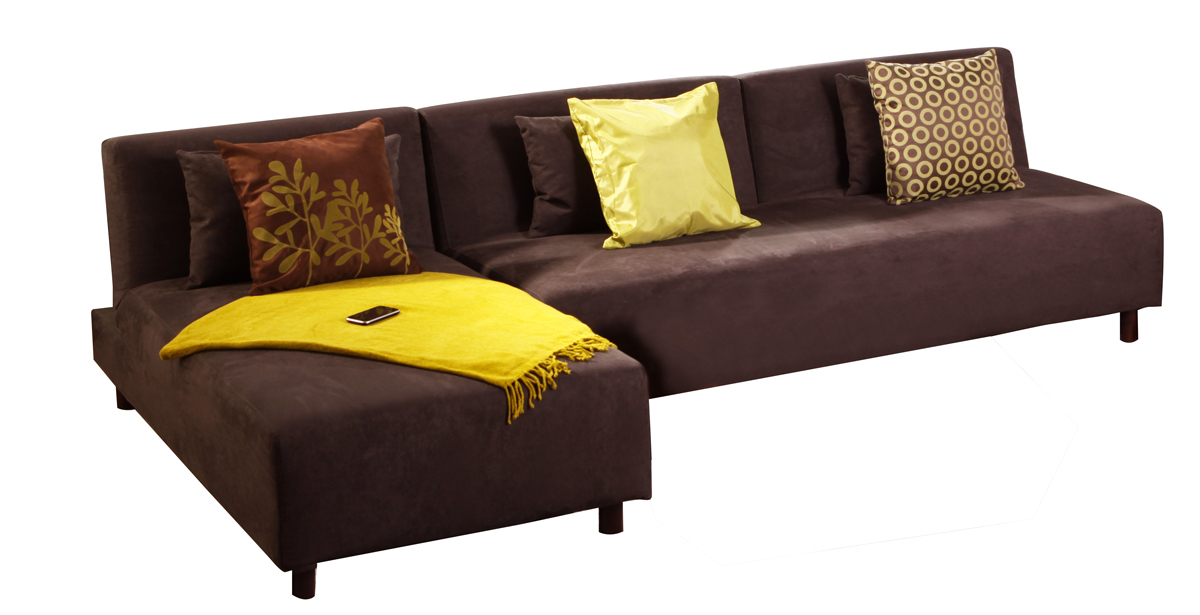 Sof&aacute;-cama rinconero  HOUSTON chocolate de micro fibras  image 1