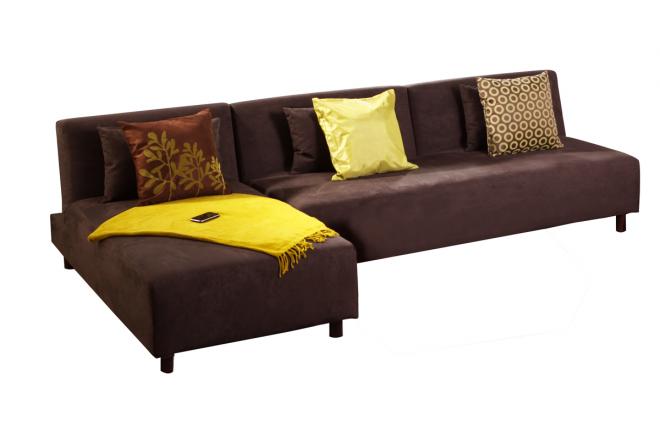 Sof&aacute;-cama rinconero  HOUSTON chocolate de micro fibras 
