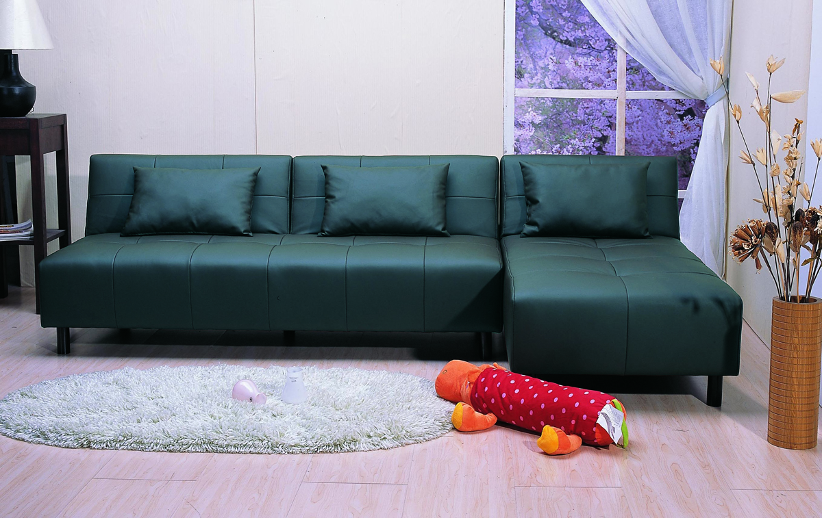 Sof&aacute;-cama rinconero HOUSTON negro de poliuretano 