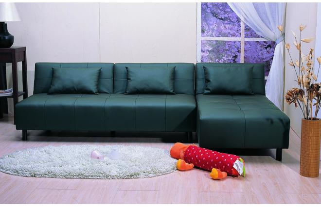Sof&aacute;-cama rinconero HOUSTON negro de poliuretano 
