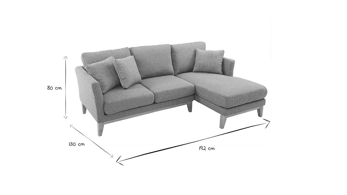 Sofa de esquina derecha nrdico gris claro OSLO