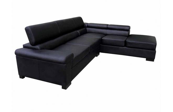 Sof&aacute; rinconero 5 plazas BALTIMORE de color negro con apoya-cabezas ajustables