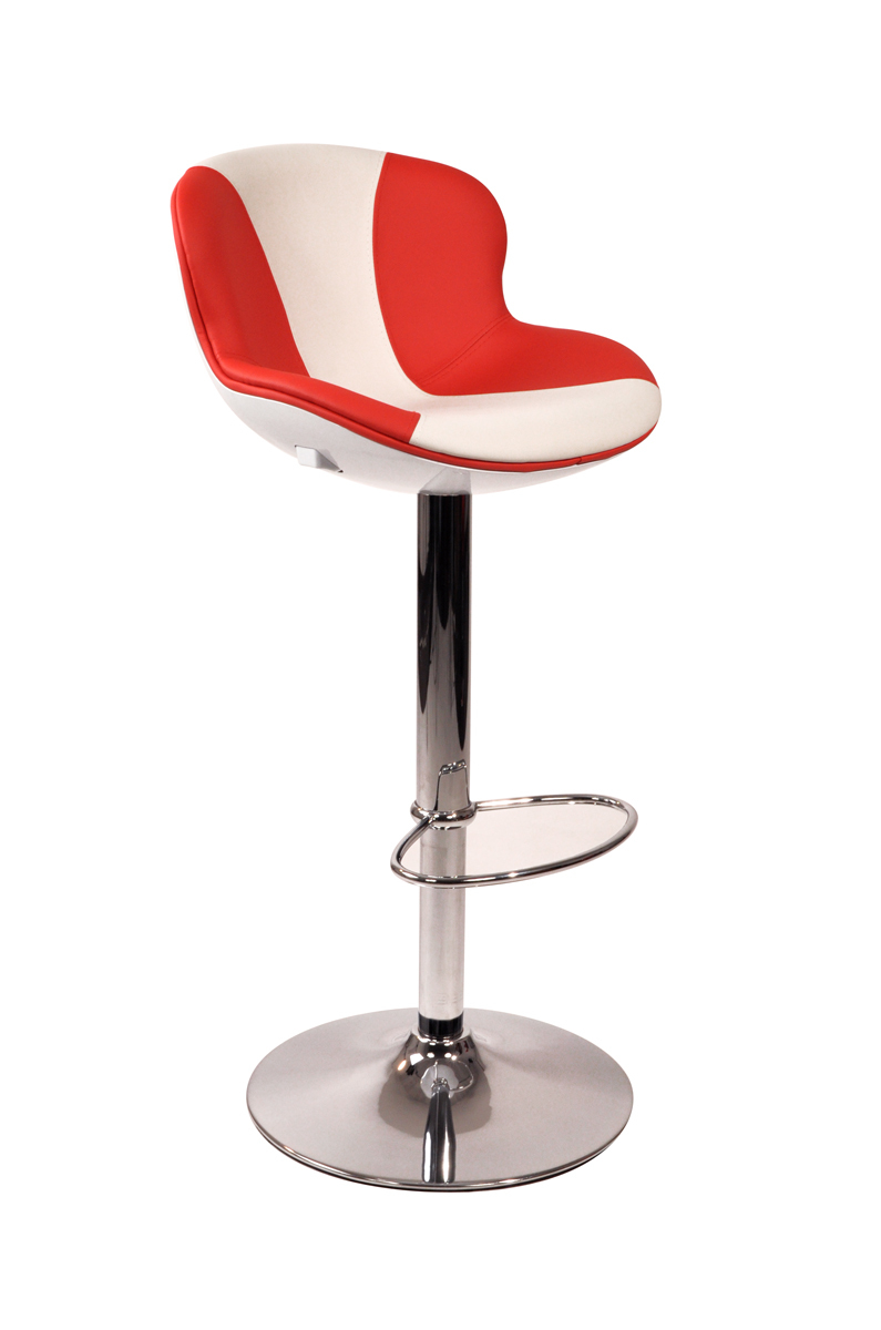 Taburete de bar de dise&ntilde;o ROCKY blanco y rojo 
