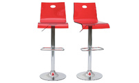 Taburete de bar SATURNO color rojo transparente (lote de 2)