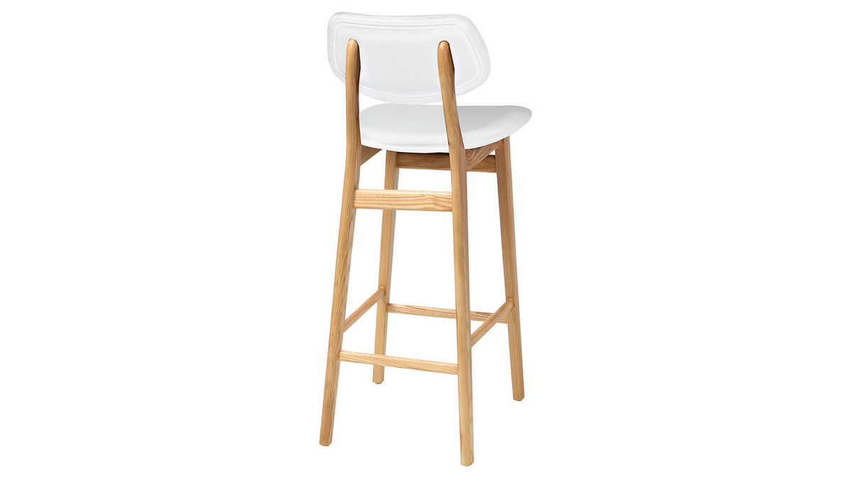 Taburete / silla de bar diseo blanco y madera natural NORDECO