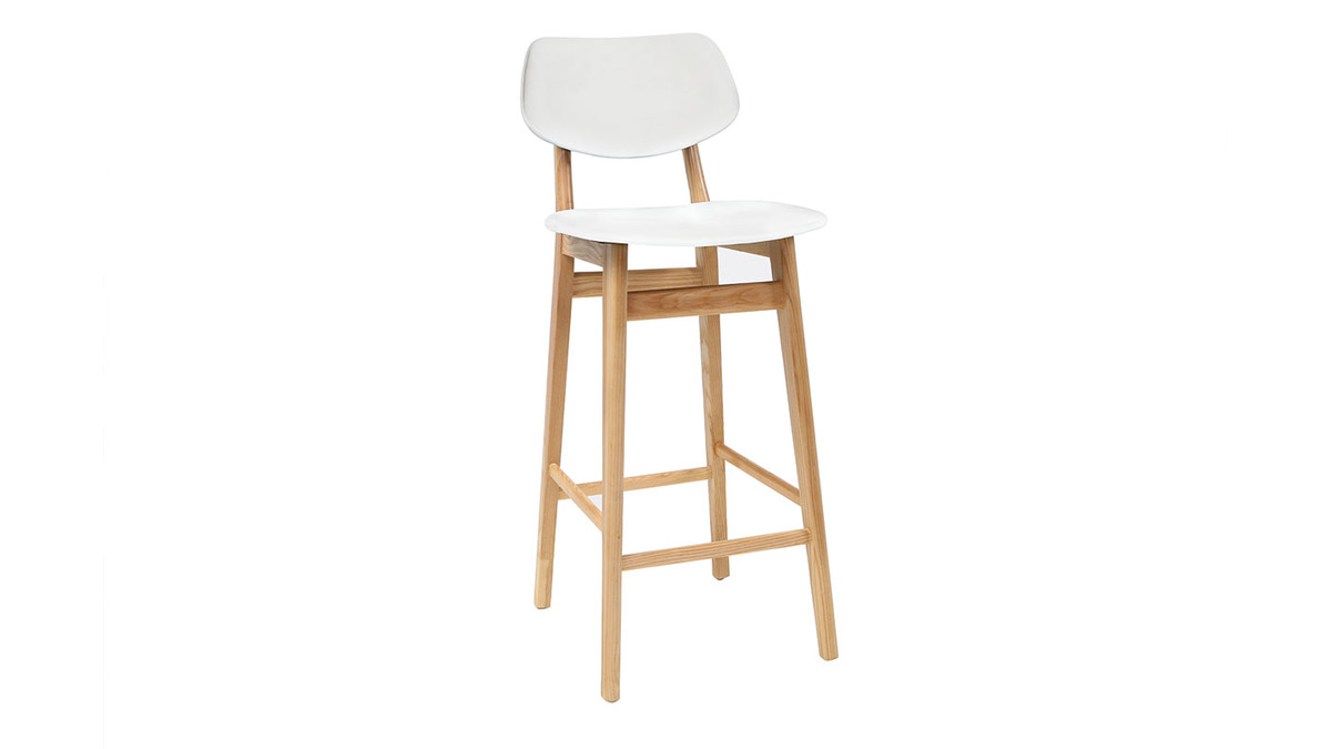 Taburete / silla de bar diseo blanco y madera natural NORDECO