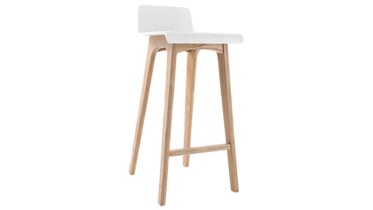Taburete / silla de bar diseo madera natural y blanco escandinavo BALTIK