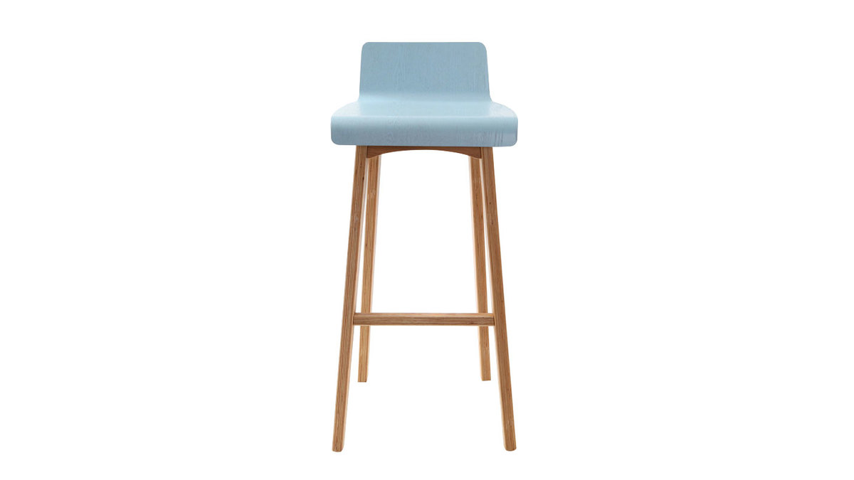 Taburete / silla de bar diseo madera tintada azul escandinavo BALTIK