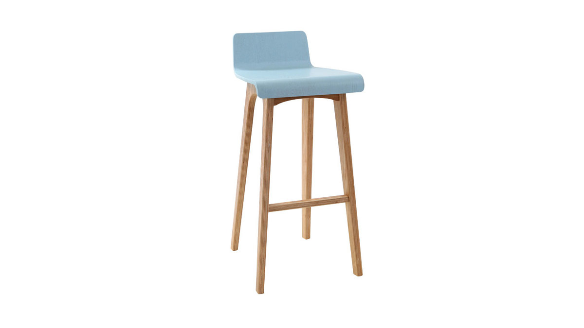 Taburete / silla de bar diseo madera tintada azul escandinavo BALTIK