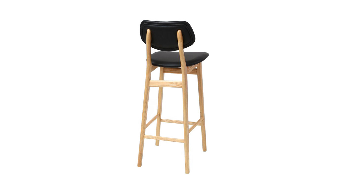 Taburete / silla de bar diseo negro y madera natural 65 cm NORDECO
