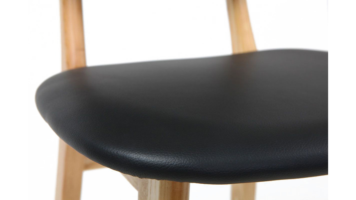 Taburete / silla de bar diseo negro y madera natural 65 cm NORDECO