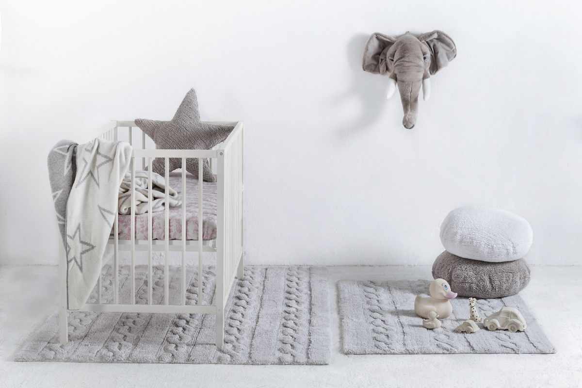 Alfombra algod�n 120x160cm gris perla INES