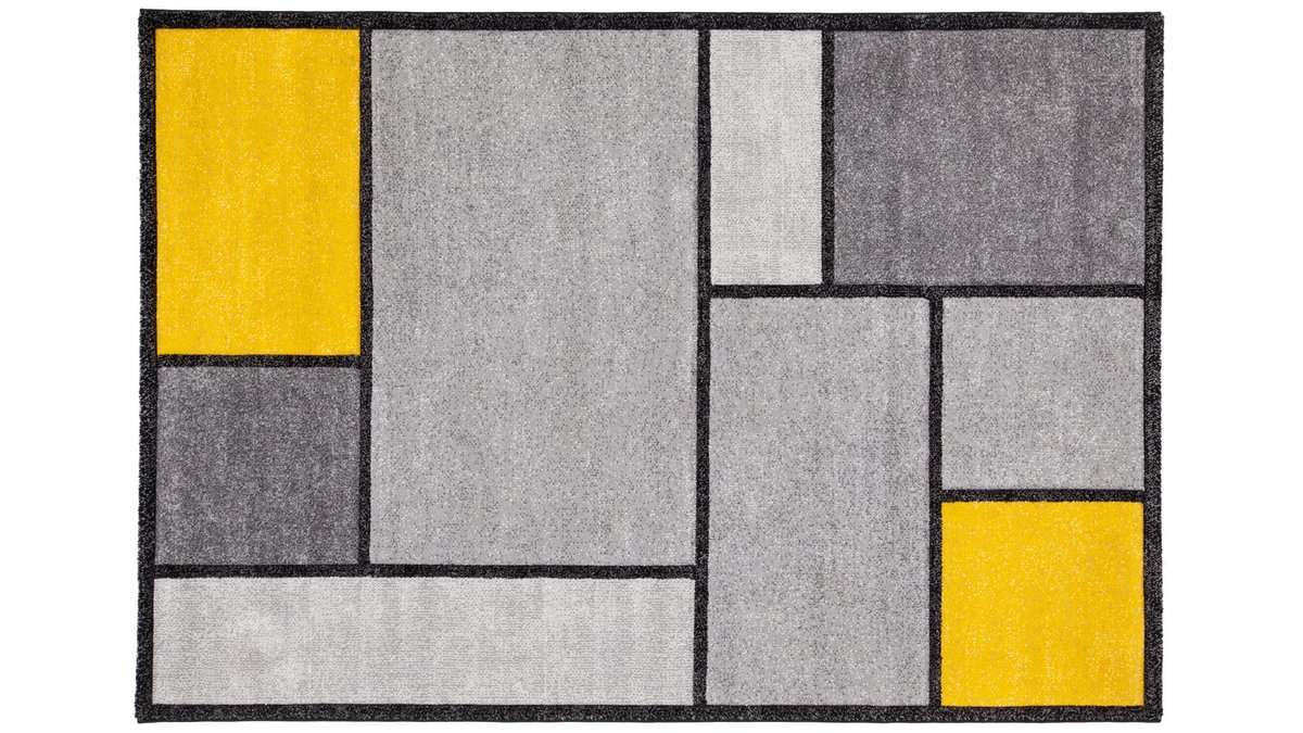 Alfombra amarillo y gris 160 x 230 cm - CUBIK
